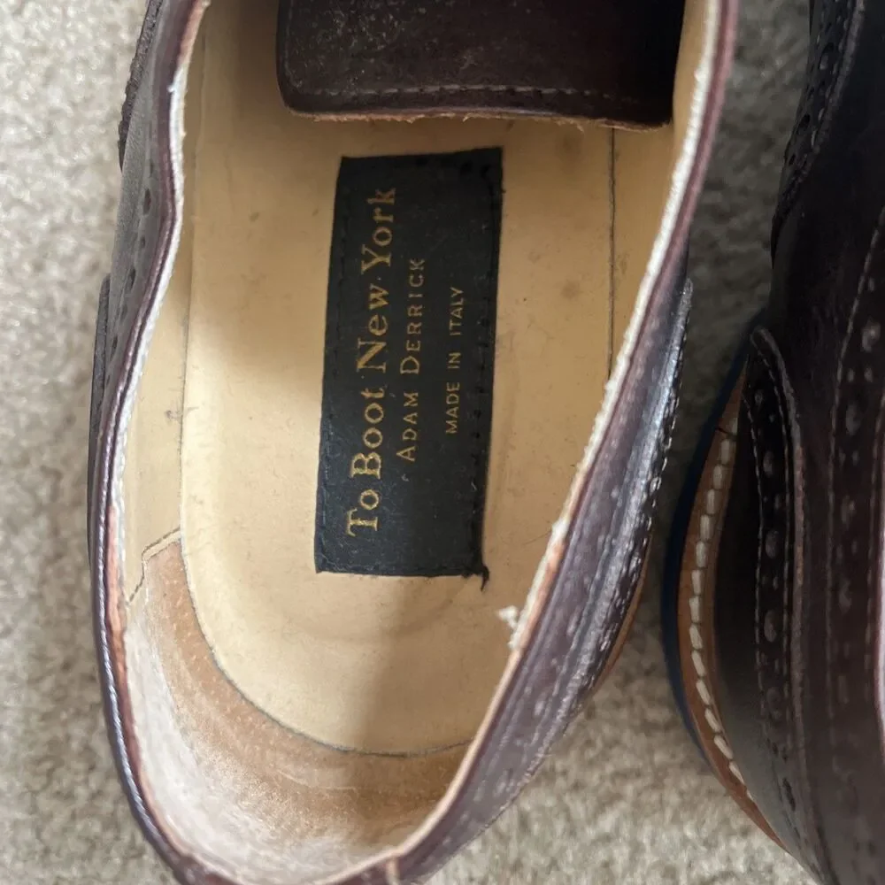 To Boot New York Adam Derrick Wingtip Brogue Shoes Sz 12 Brown Leather Business